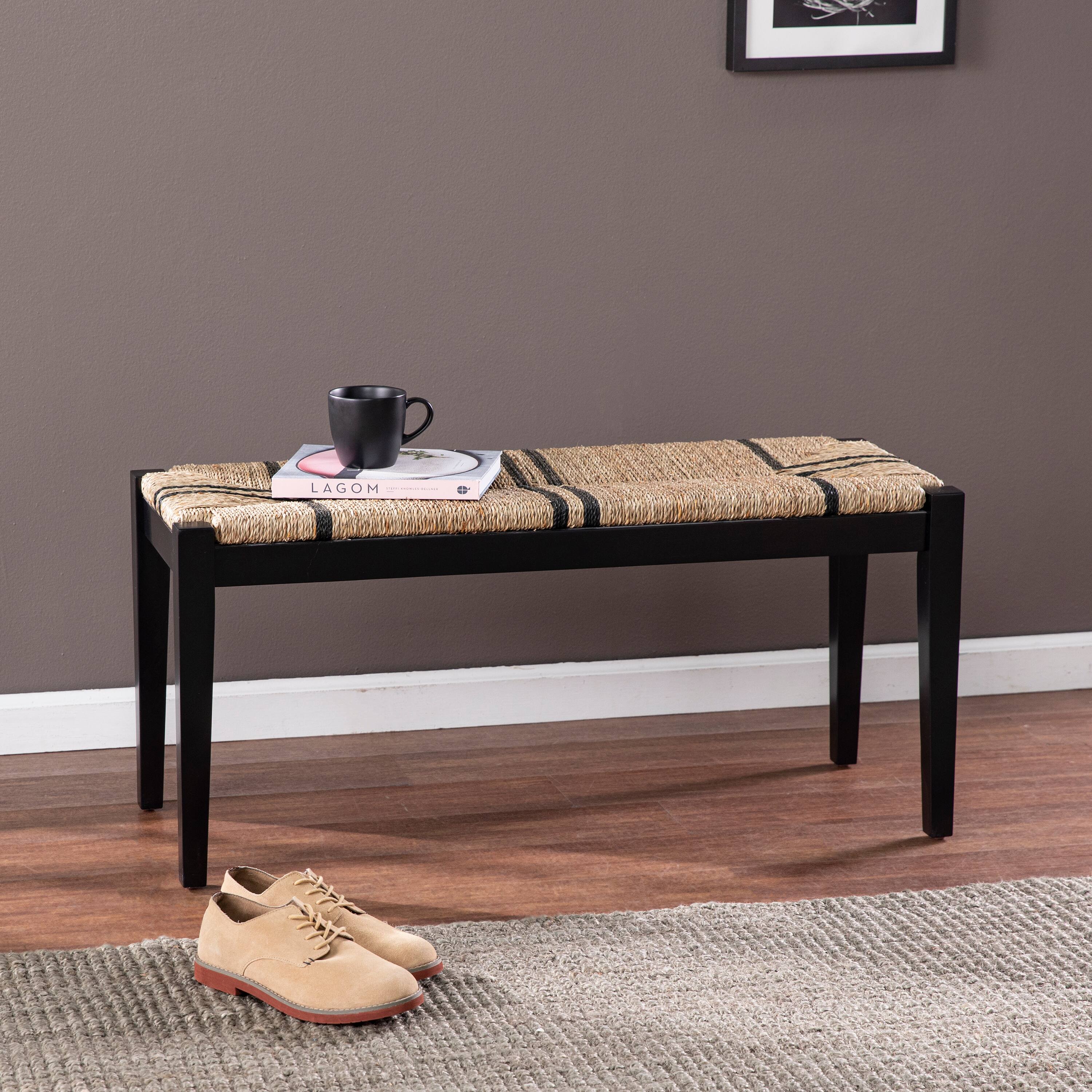 Front. SEI Furniture - Gallocano Seagrass Bench - Black/Tan.