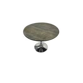 Carolina Chair & Table - Alden Wood Top 40" Round Dining Table - Fog Top - Chrome Base - Gray