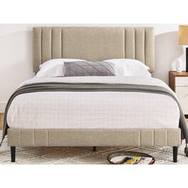 Decoro - Chicago Modern Tufted Upholstered Platform Queen Size Bed - Linen