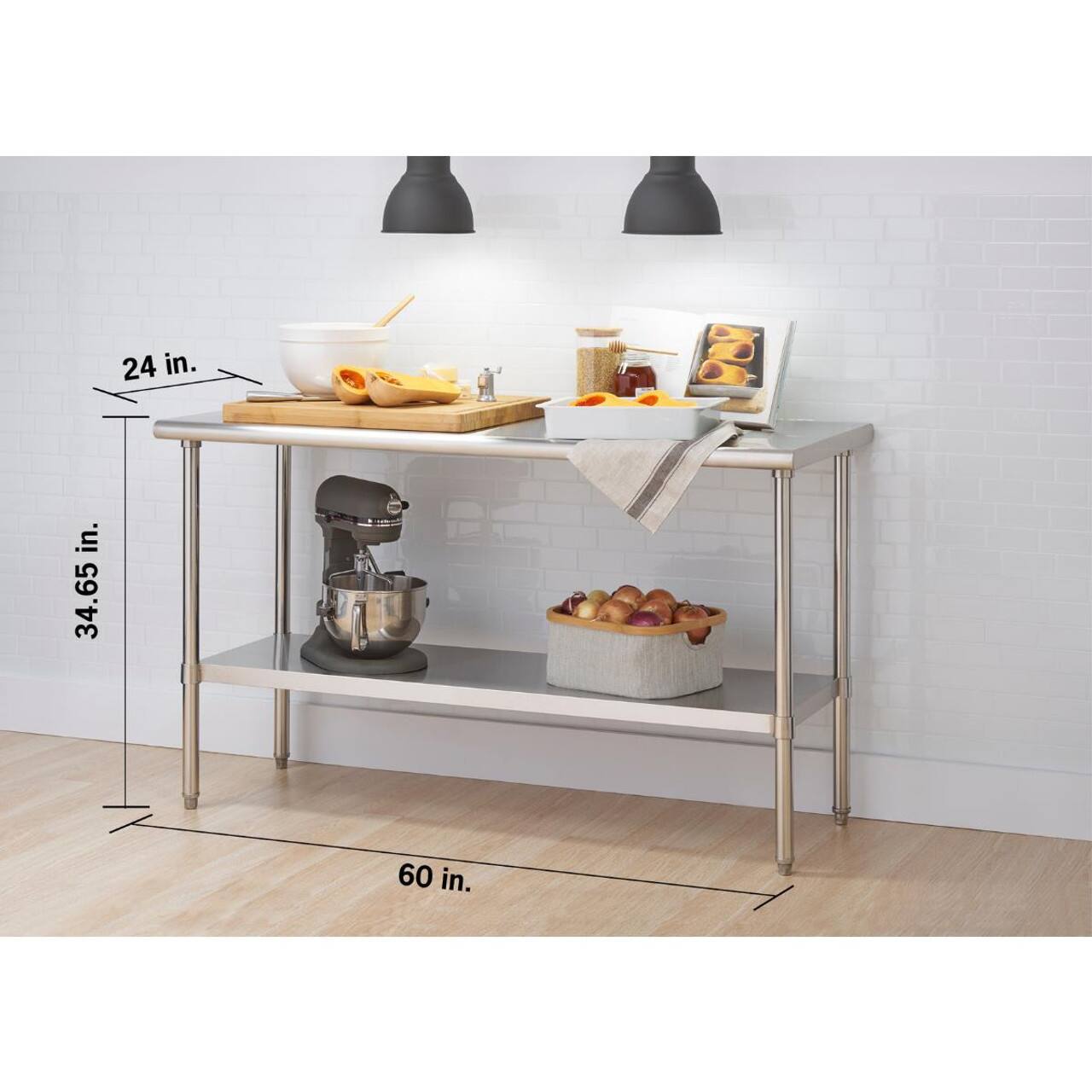 Left. TRINITY - TRINITY EcoStorage® | 60x24x35 | Stainless Steel Workbench | NSF - Stainless Steel.