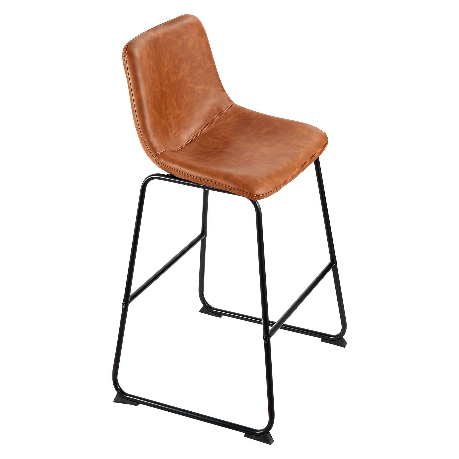 Alt View 5. VEVOR - Set of 4 Counter Height Stools, 26-inch Modern PU Leather Bar Chairs with Backrest, Metal Legs, Simple Assembly - Yellow.