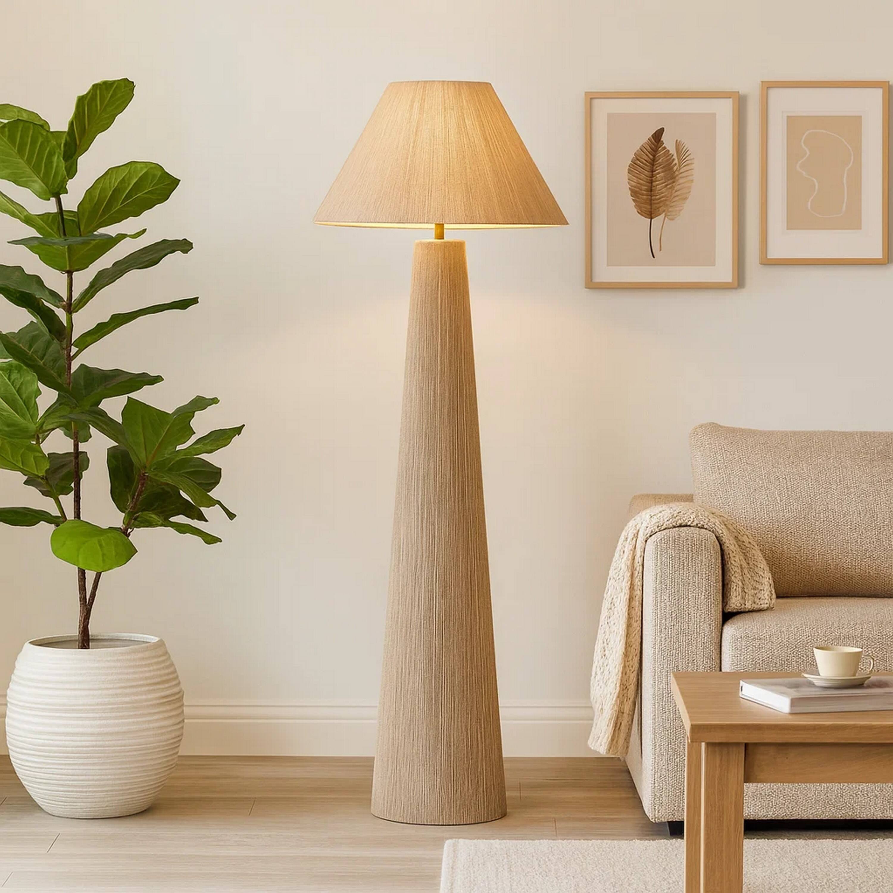 Alt View 3. Manhattan Lane - Teny Accent Floor Lamp, Tapered Shade, Jute Wrapped Base 61 Inch.