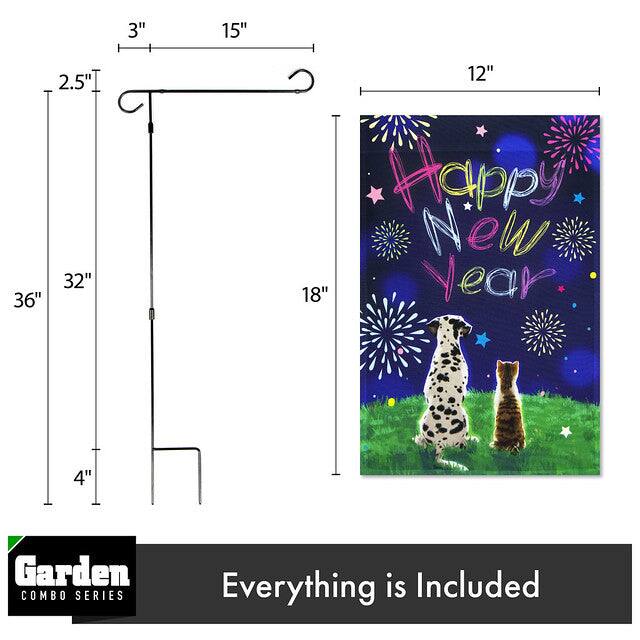 3" 15" 2.5" 12" 36" 32" 18" 4" Happy New Year Garden COMBO SERIES Everything is Included