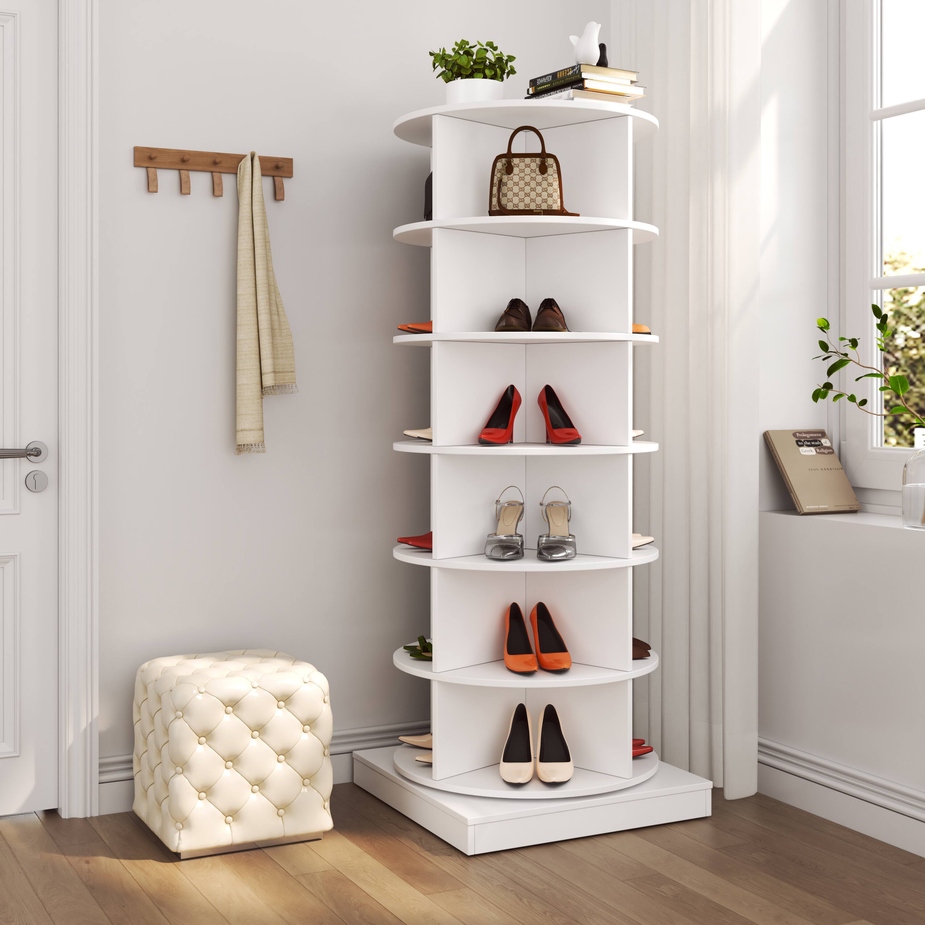 Alt View 2. Spaco - Spaco 6-Layer 360 Rotating Shoe Cabinet, Holds 24 Pairs,Space Saving Shoe Storage Organizer,Freestanding Shoe Rack - White.