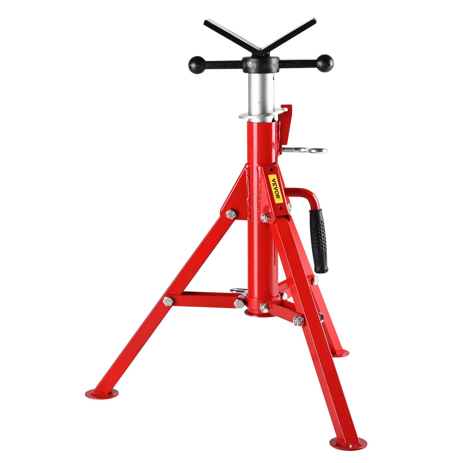 Alt View 5. VEVOR - V Head Pipe Stand 1/8-12 inch Capacity, 24-42 inch Adjustable Height, 2500 lbs Load Capacity Pipe Stands - Red.