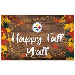 Fan Creations - Pittsburgh Steelers 11'' x 19'' Happy Fall Y'all Sign - Brown