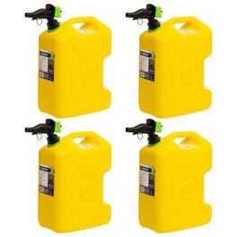 Scepter - SmartControl Dual Handle Diesel Gas Container Jug, 5 Gal, 4 Pack - Yellow