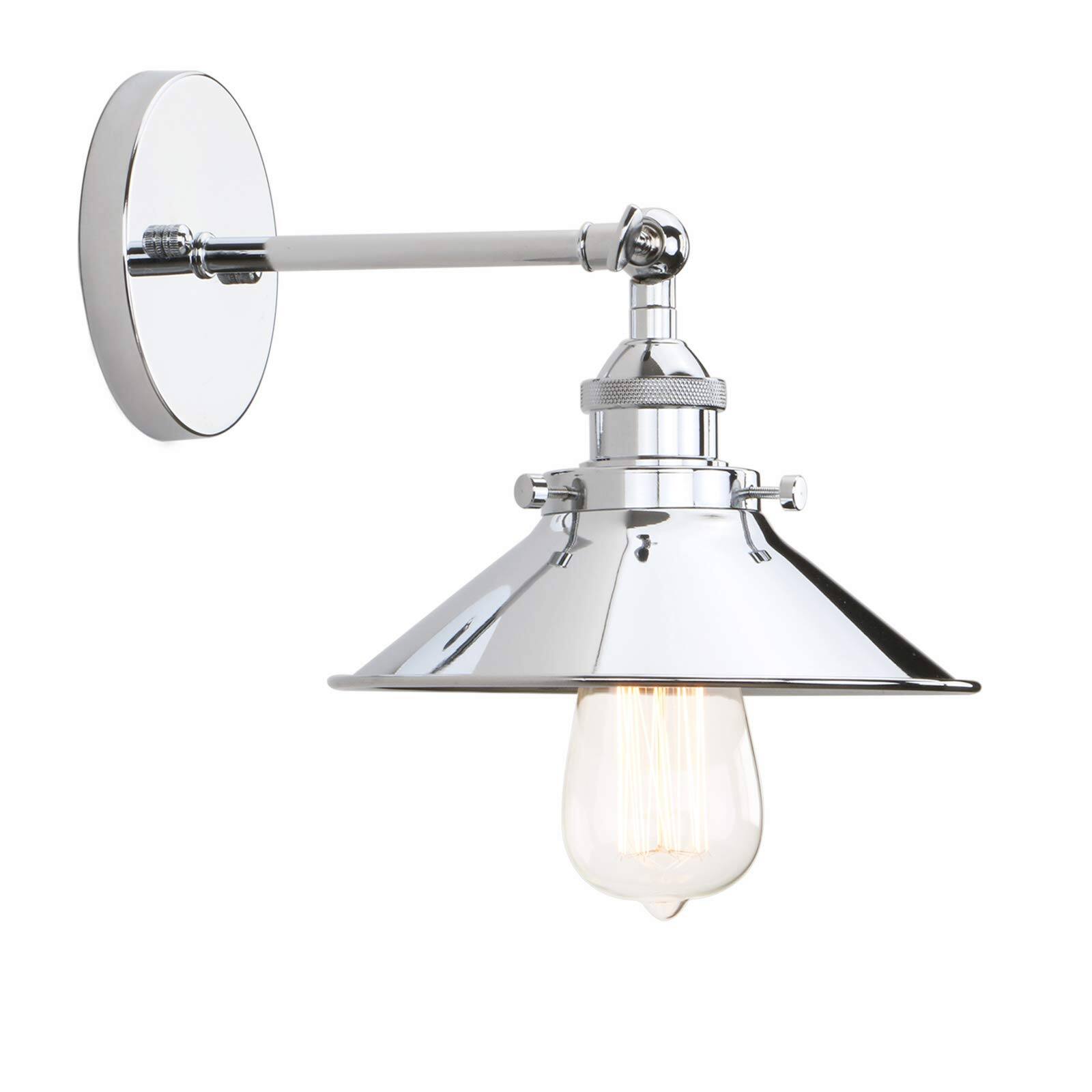 Comfort Essence - Vintage Industrial Metal Wall Sconce Lighting Degree Adjustable Lamp - Chrome