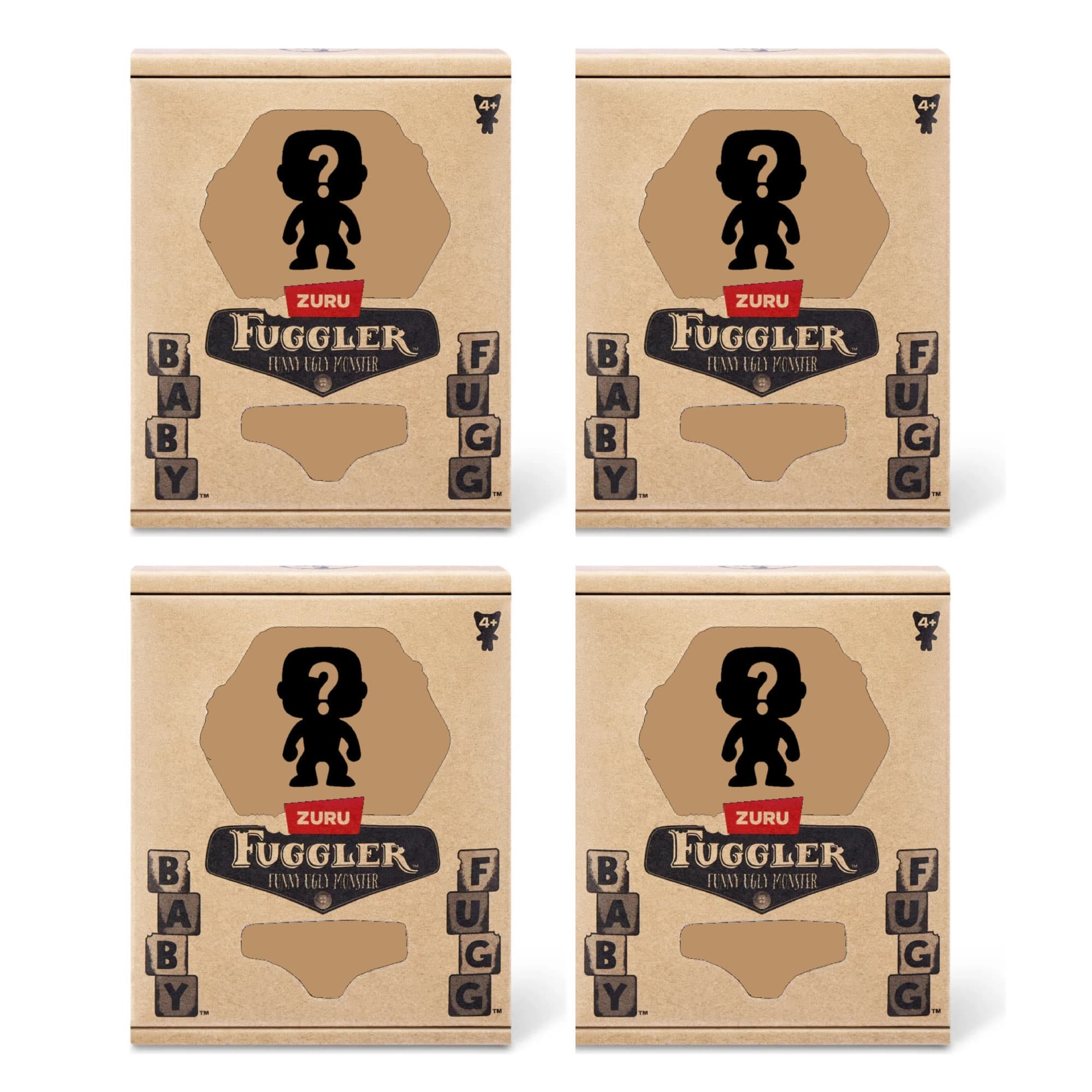 Set of 4 Zuru Fuggler Baby Fugg 3.5 Inch Plush Toy Mystery Random Assortment - Black