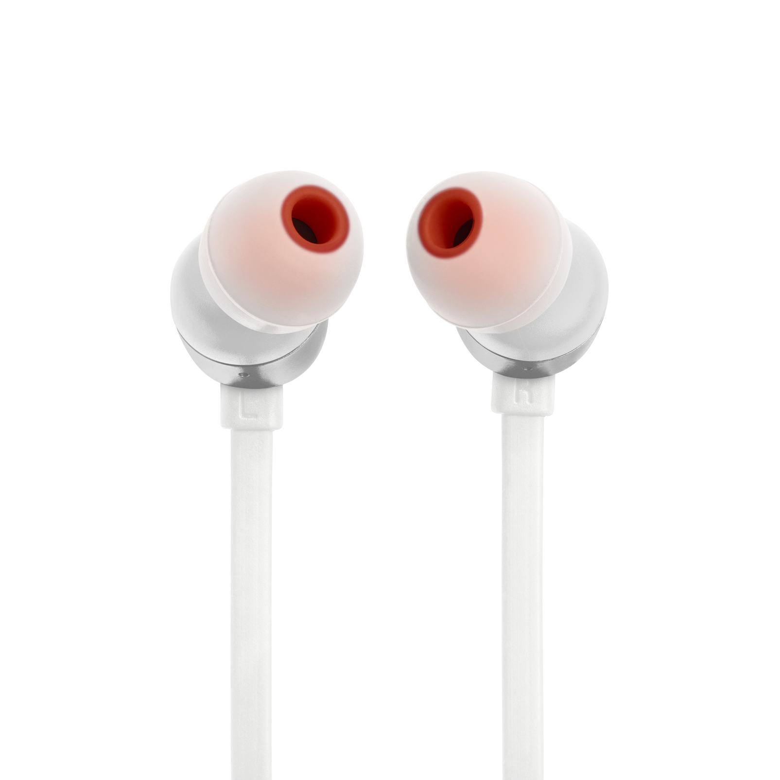 Alt View 1. JBL - JBL Tune 310C - Wired Hi-Res in-Ear Headphones, Tangle-Free Flat Cable, 3-Button Remote with Microphone (White) - White.