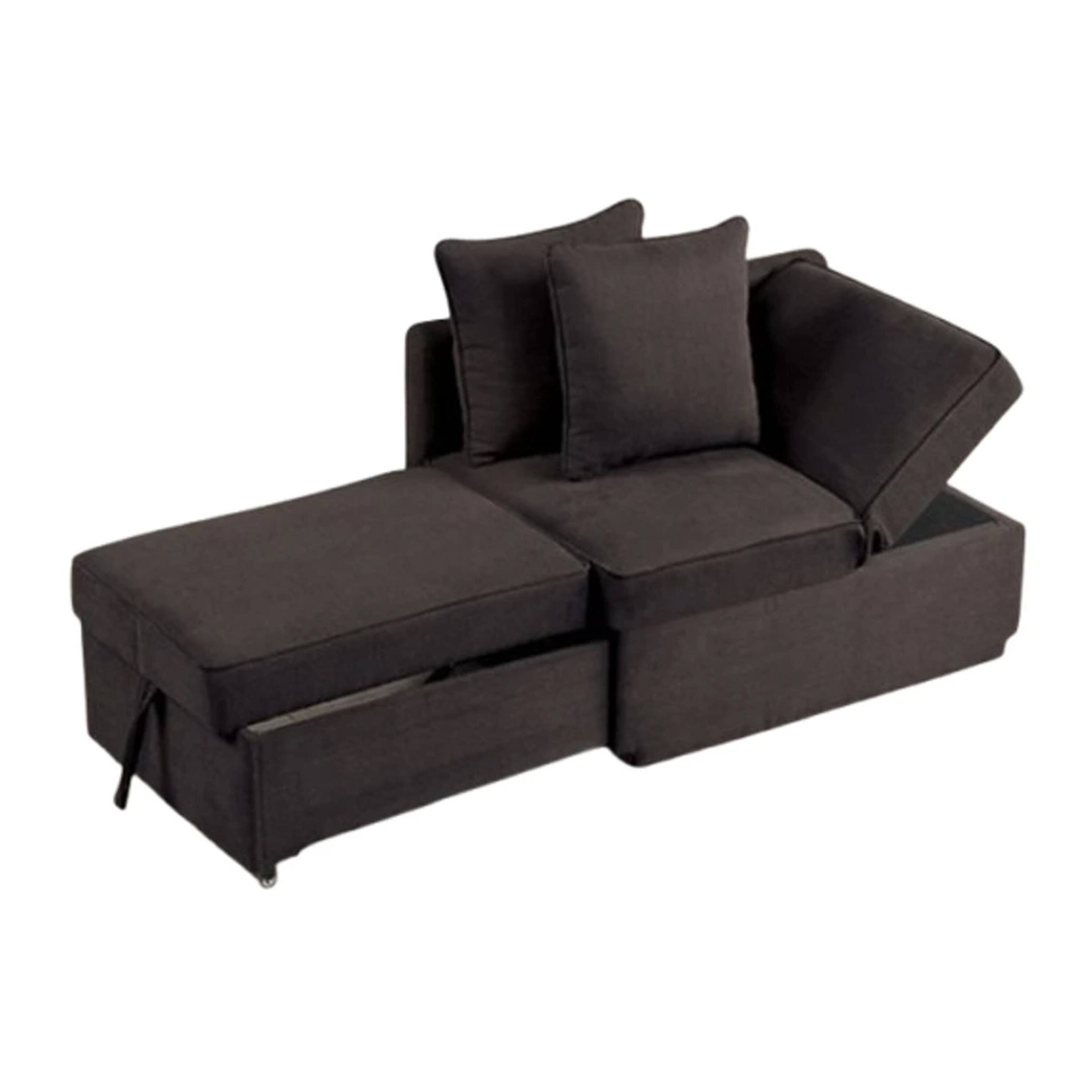 Alt View 1. Manhattan Lane - Bernie Modular Convertible Chair Futon, Gray, Multiple Configurations, 2 Pillows - Gray, Black.