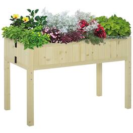 Outsunny - Raised Garden Bed Elevated Wooden Planter Box with Space-Saving Folding Design, Drainage Holes, & Inner Liner - Wood color