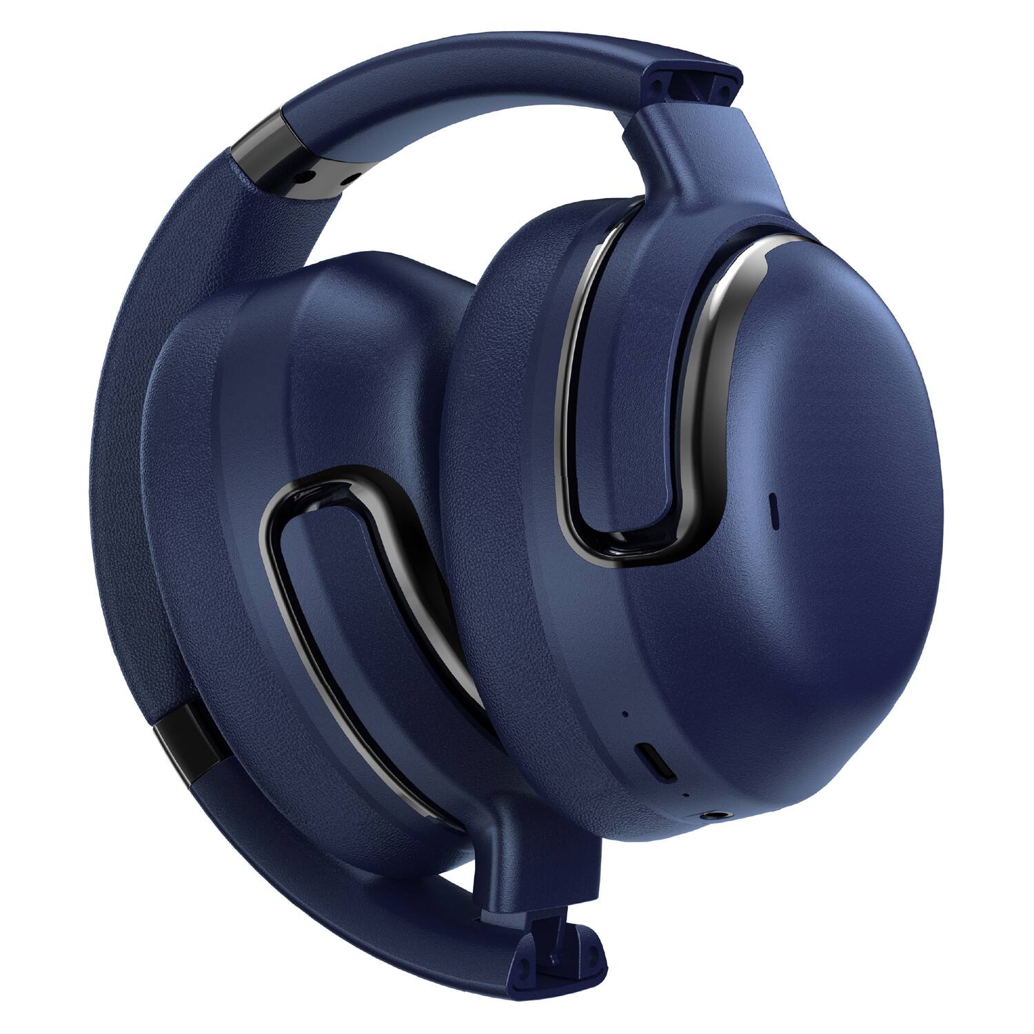 Alt View 4. RCA - WAVE-76 wireless folding on-ear headphones, mic, ANC, on-ear controls, 3D earpads, 25 hr play time - Blue.