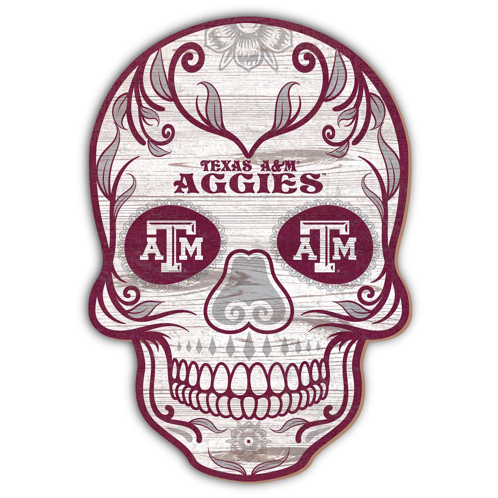 Texas A&M Aggies 12'' Sugar Skull Sign