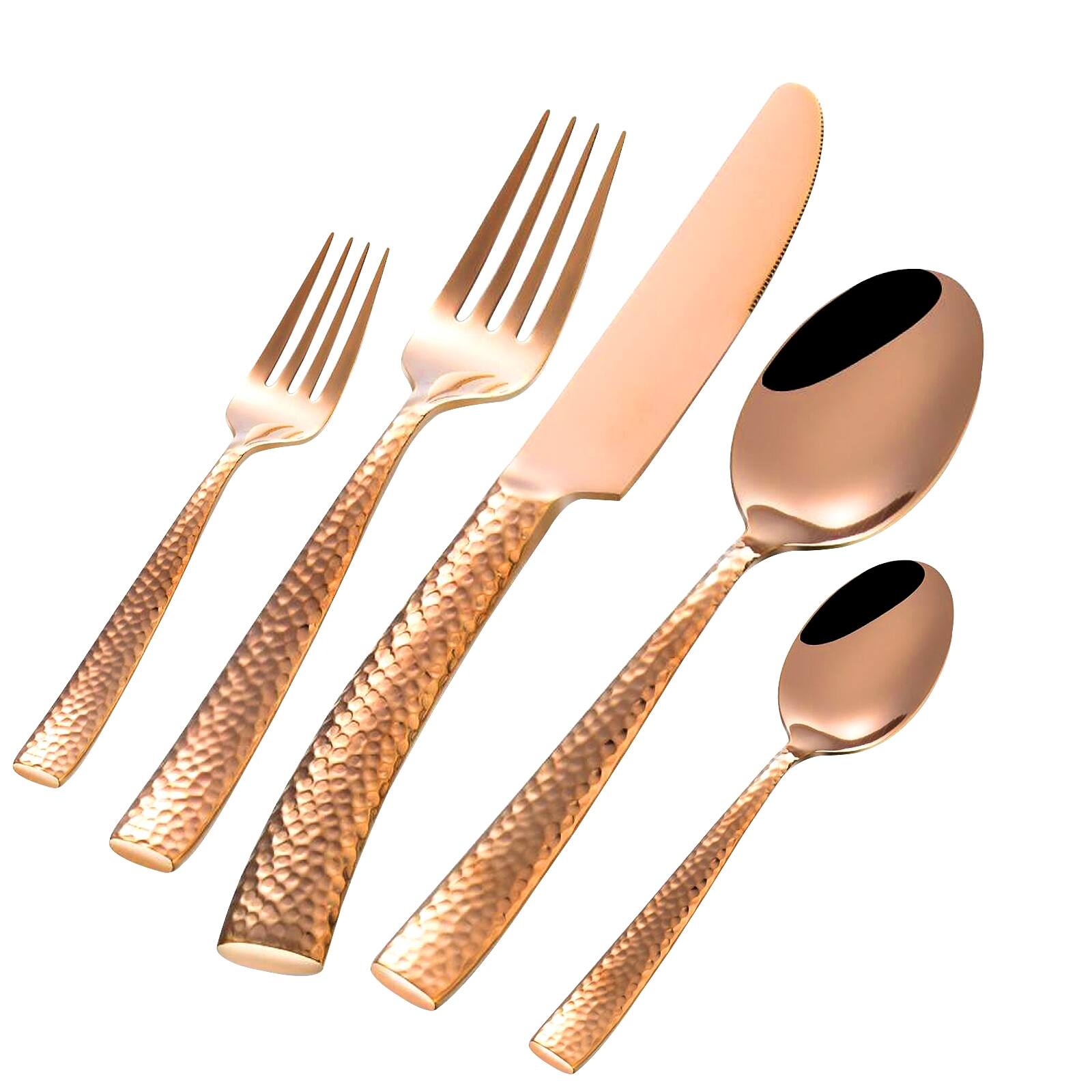 Alt View 4. Gibson - Gibson Elite Stonehenge 20 Piece Flatware Set in Rose Gold - Rose Gold.
