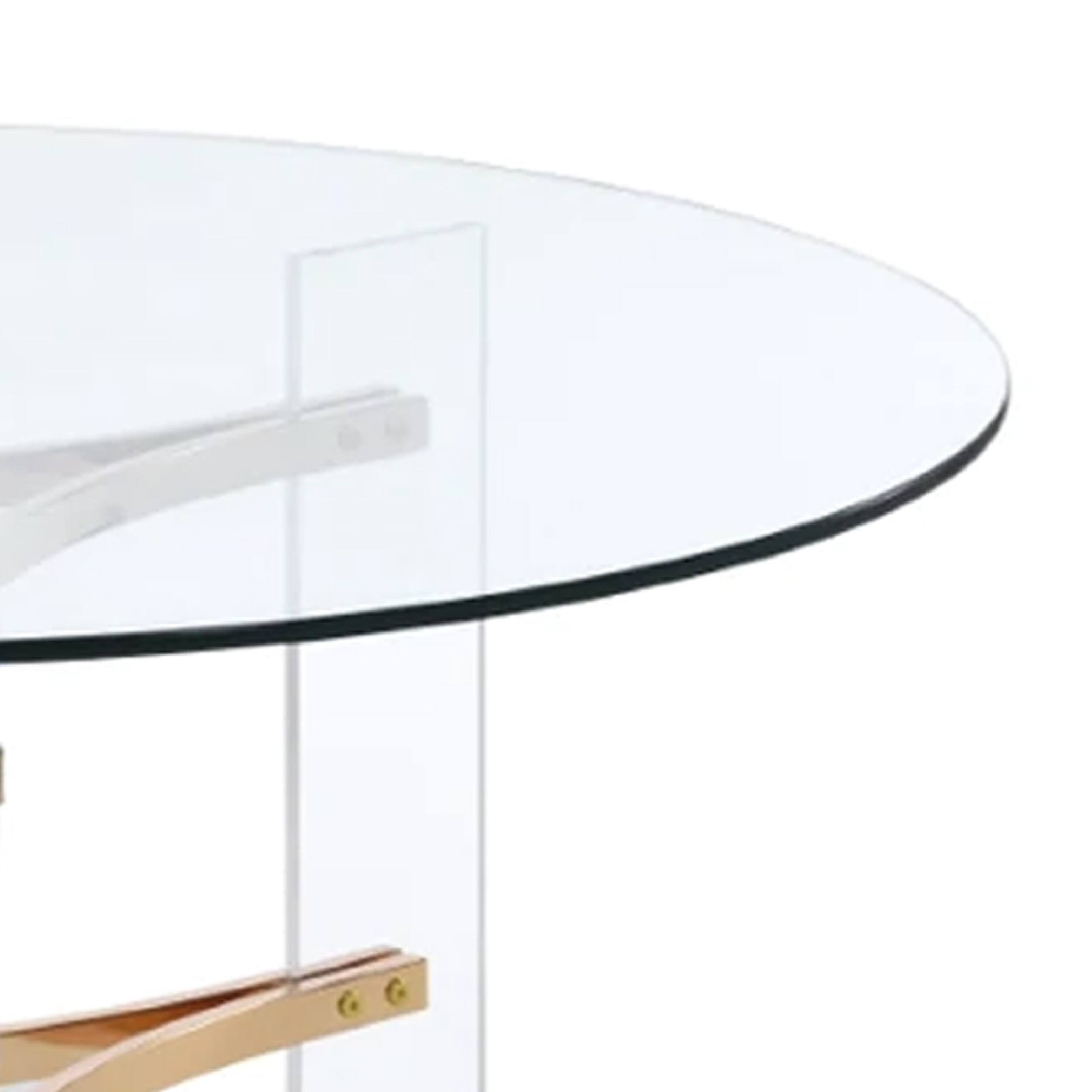 Alt View 1. Manhattan Lane - Hale 41 Inch Round Coffee Table, Glass Top, Acrylic Legs - Clear.