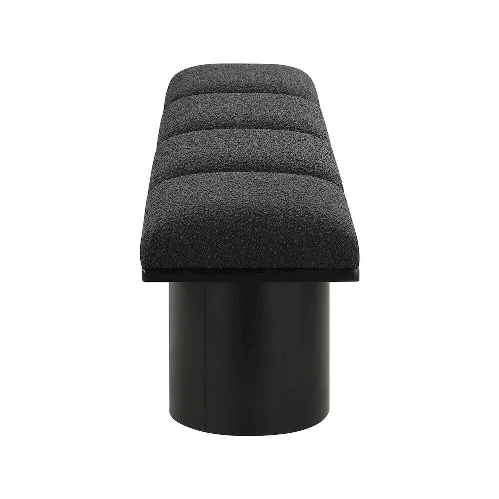 Left. Meridian Furniture - Pavilion Black Boucle Fabric Bench - Black Boucle Fabric.