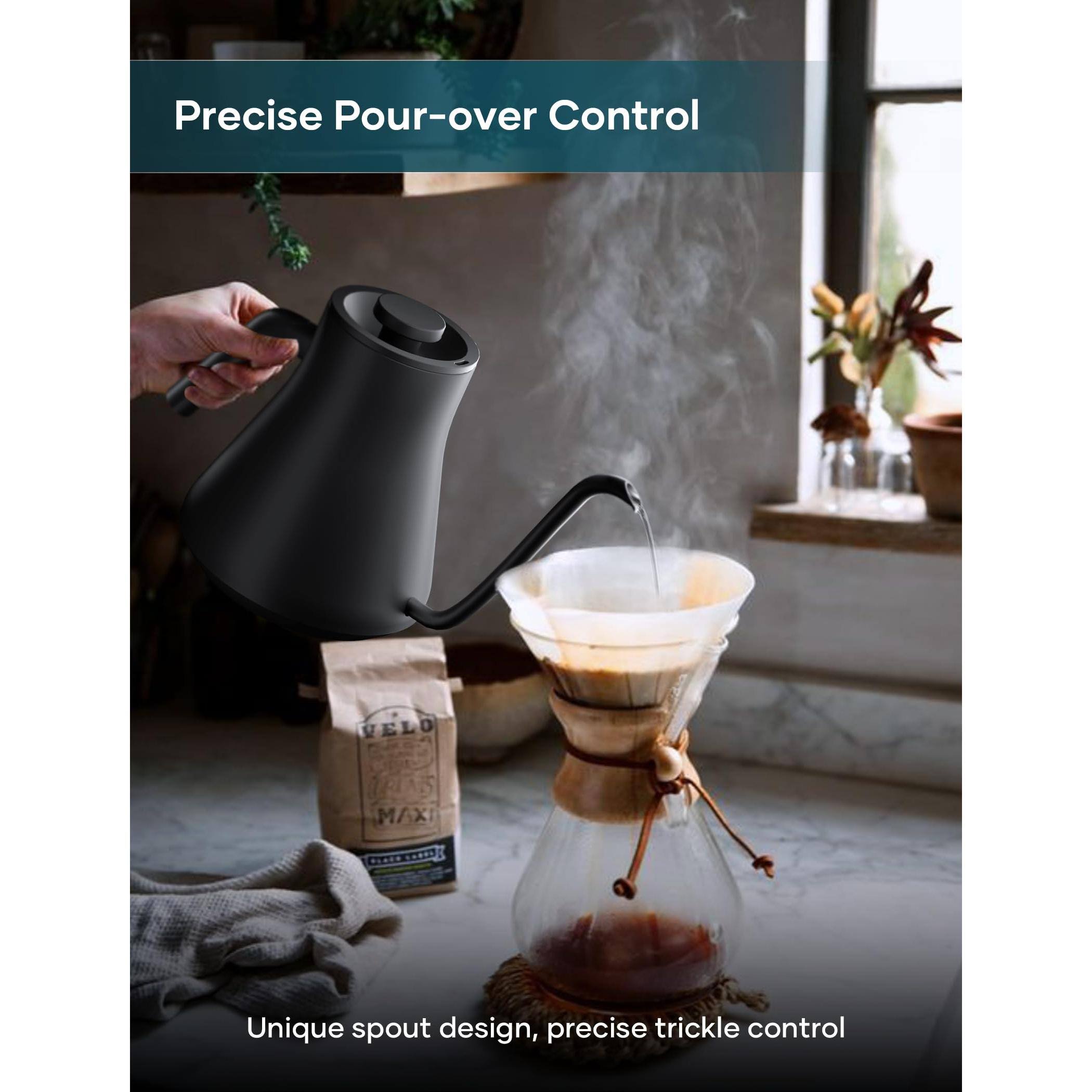 Precise Pour-over Control

Unique spout design, precise trickle control