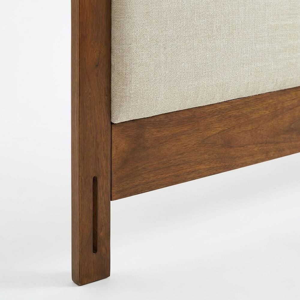 Alt View 1. FurniFact - Tufted Fabric King Headboard with Wood Frame and Elegant Design - Brown.
