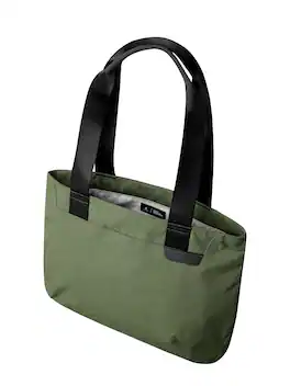 ALPAKA - Small Tote Bag for Work & Travel, 9L,Fits 11" iPad/Tablet, Magnetic Open-Top, Bottle Sleeves, Slip Pockets - Green Axoflux 210D