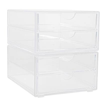Front. Martha Stewart - Brody Clear Plastic Desktop Storage with 2 Half Moon Opening Pullout Drawers-2 Pack - Clear.