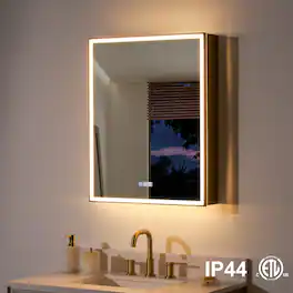 WELLFOR - 24 in. W x 30 in. H Rectangular Aluminum Recessed/Surface Mount LED Medicine Cabinet with Mirror, Left Open - Silver