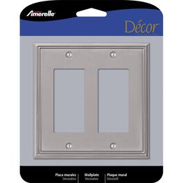 AMERELLE - Metro Brushed 2 gang Die-Cast Metal Decorator Wall Plate 1 pk - Nickel