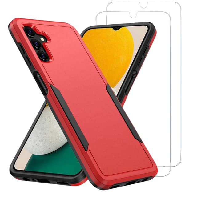 Front. Entronix - Entronix Galaxy A16 Protection Bundle - Soft-Touch Dual-Layer Case with 2 Clear Screen Protectors - Red.