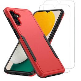 Entronix - Galaxy A16 Protection Bundle - Soft-Touch Dual-Layer Case with 2 Clear Screen Protectors - Red