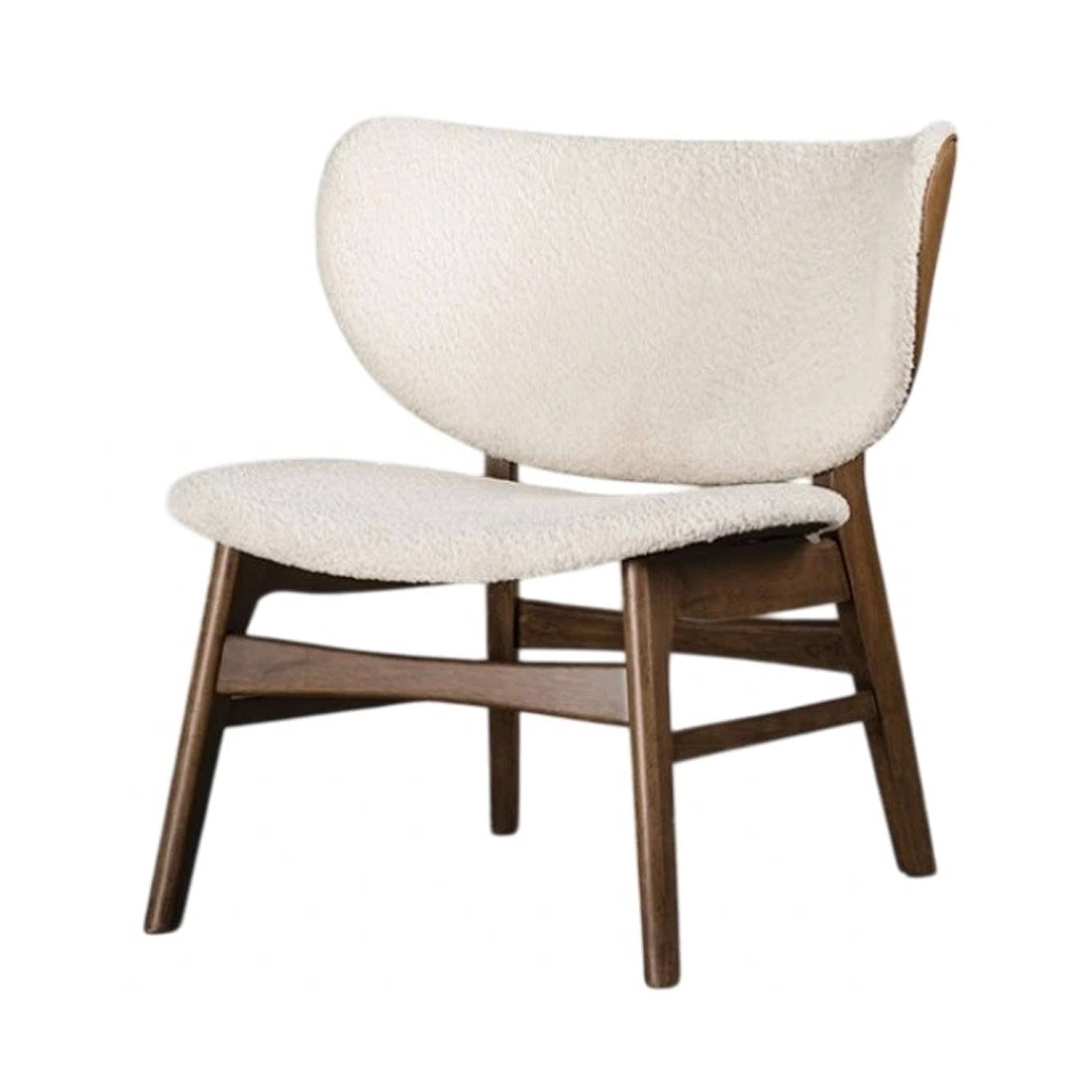 Alt View 1. Manhattan Lane - Sepy Accent Chair, Winged Back Beige Boucle Fabric - Walnut Brown, Beige.