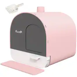 Pawhut - Cat Litter Box with Lid with Scoop and Filter - Pink