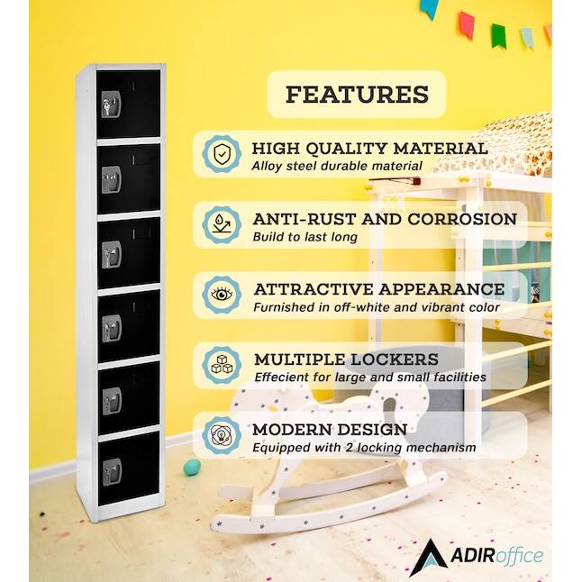 FEATURES

HIGH QUALITY MATERIAL
Alloy steel durable material

ANTI-RUST AND CORROSION
Build to last long

ATTRACTIVE APPEARANCE
Furnished in off-white and vibrant color

MULTIPLE LOCKERS
Efficient for large and small facilities

MODERN DESIGN
Equipped with 2 locking mechanism

ADIRoffice