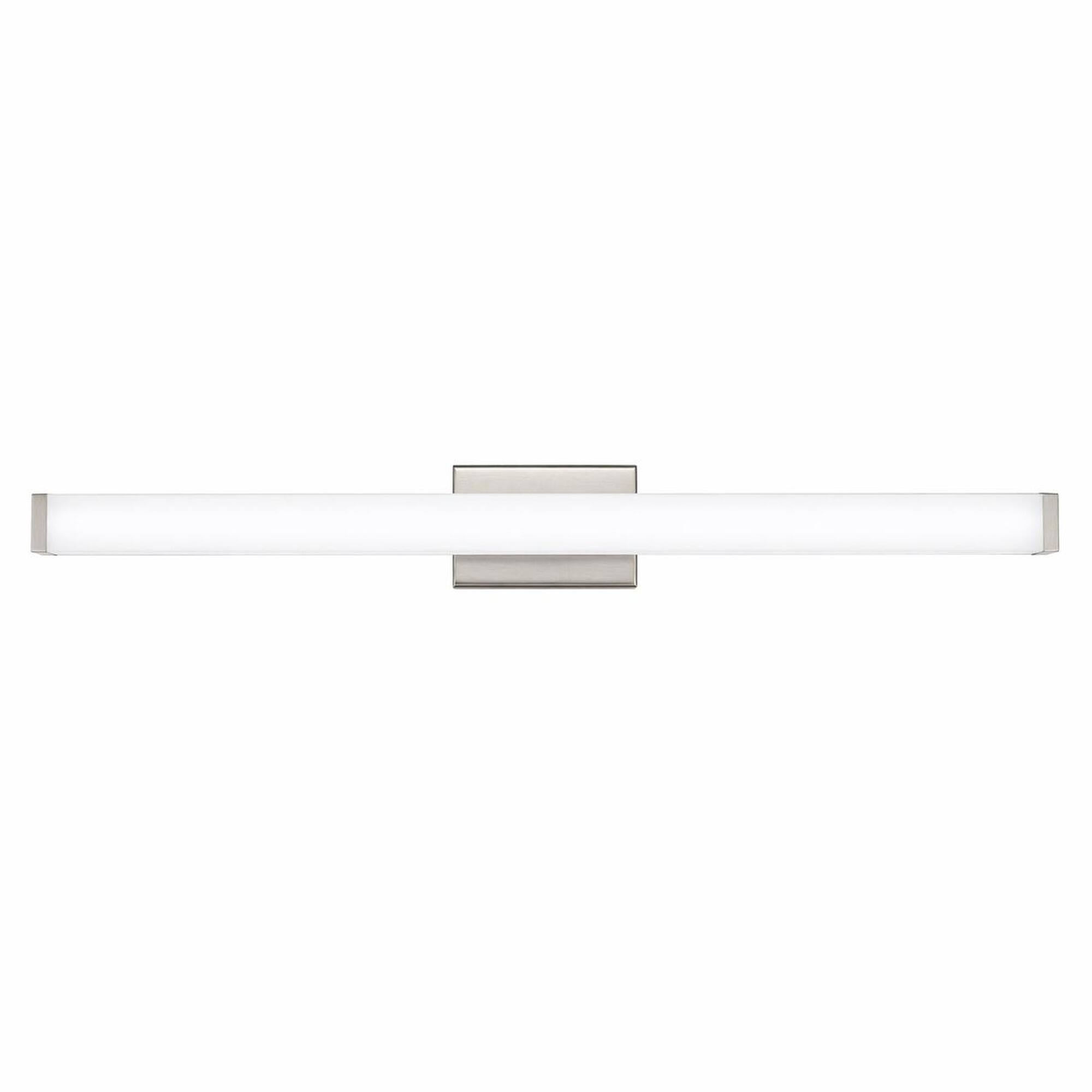 Front. RYHNUYNE - 41-Inch Brushed Nickel LED Bathroom Vanity Light, 24W Cool White 6000K, Modern Square Wall Fixture for Mirror.