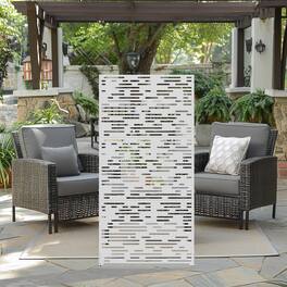 PexFix - 72 in. x 35 in. Godfrey Pattern Metal Outdoor Privacy Screen & Panels, Freestanding Garden Divider Fence - White
