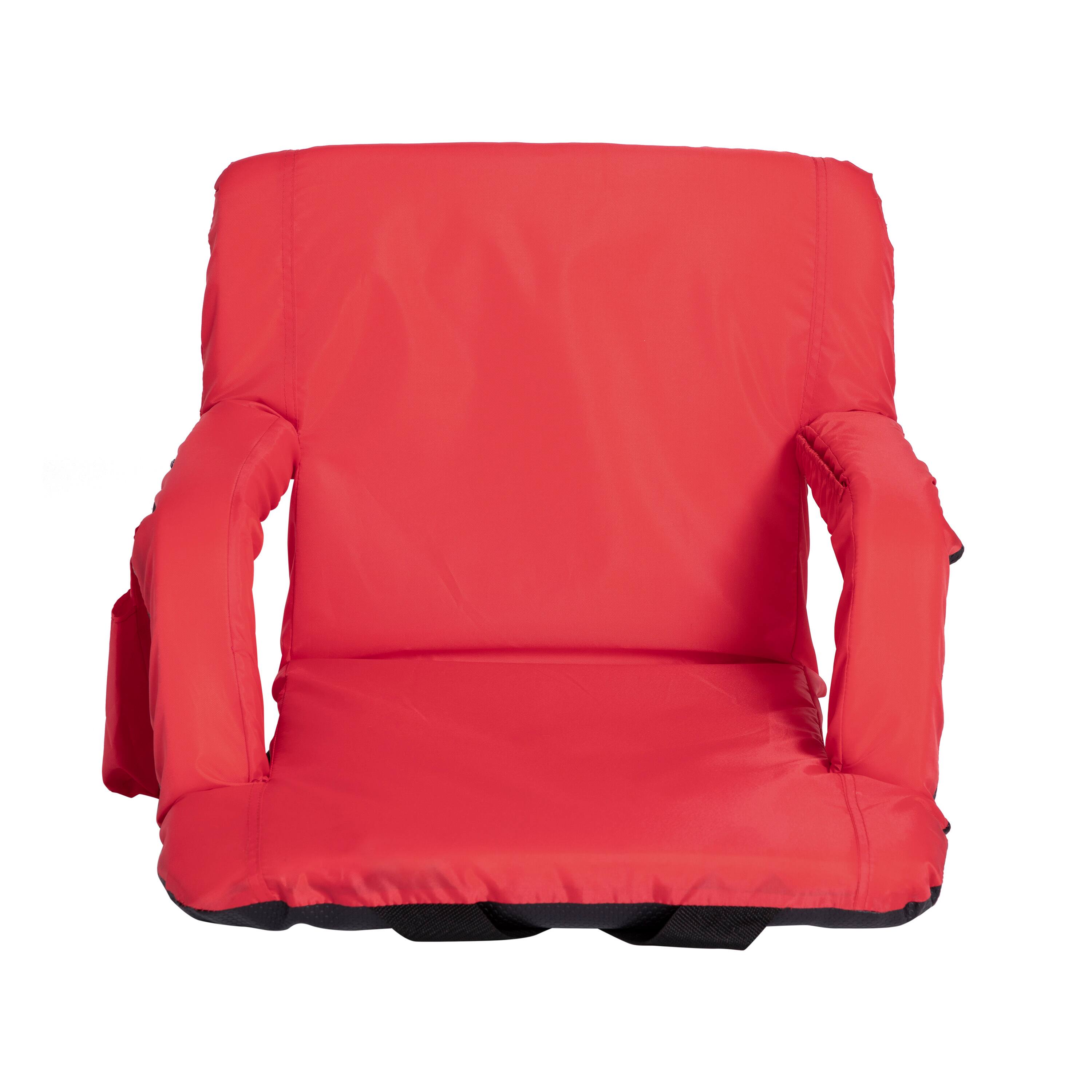 Alt View 9. Emma + Oliver - Folding Metal Stadium Chair with Padded, Reclining Back and Armrests - Red.