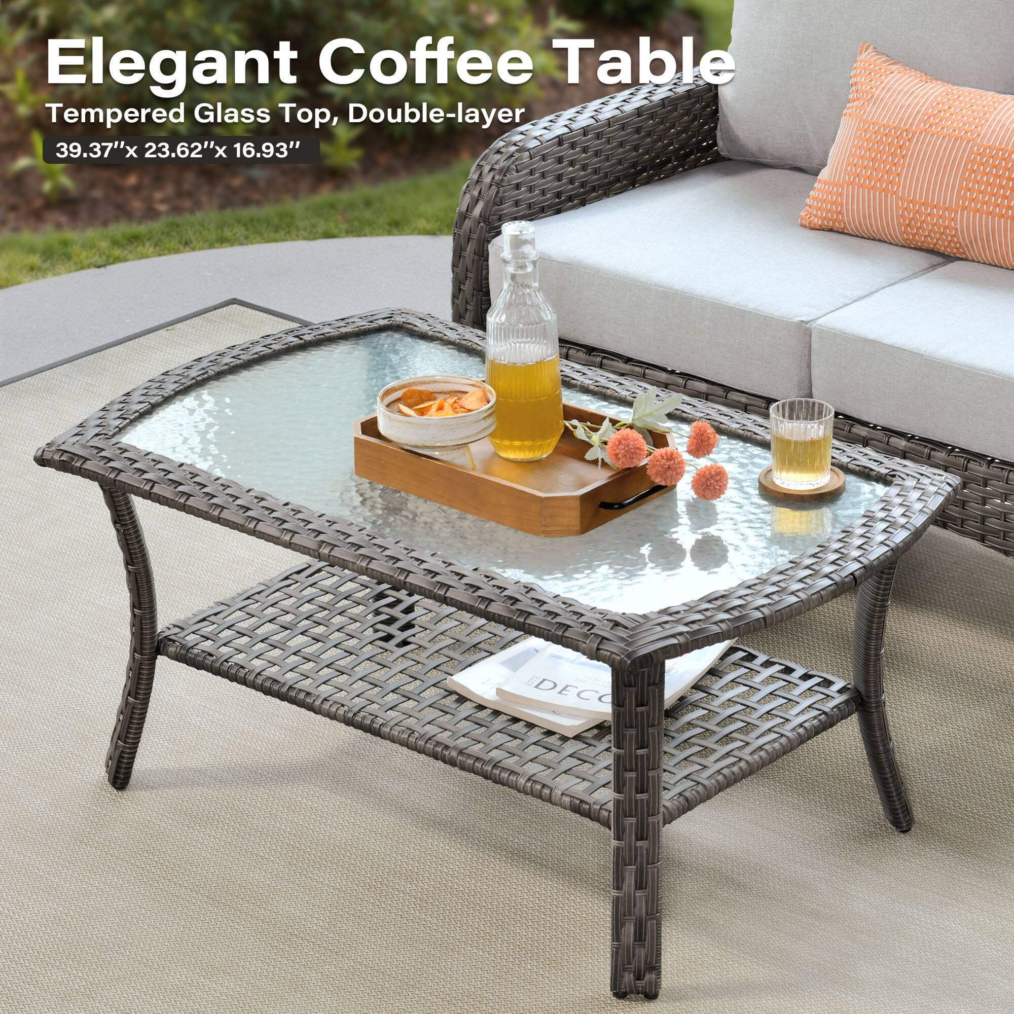 Elegant Coffee Table  
Tempered Glass Top, Double-layer  
39.37" x 23.62" x 16.93"