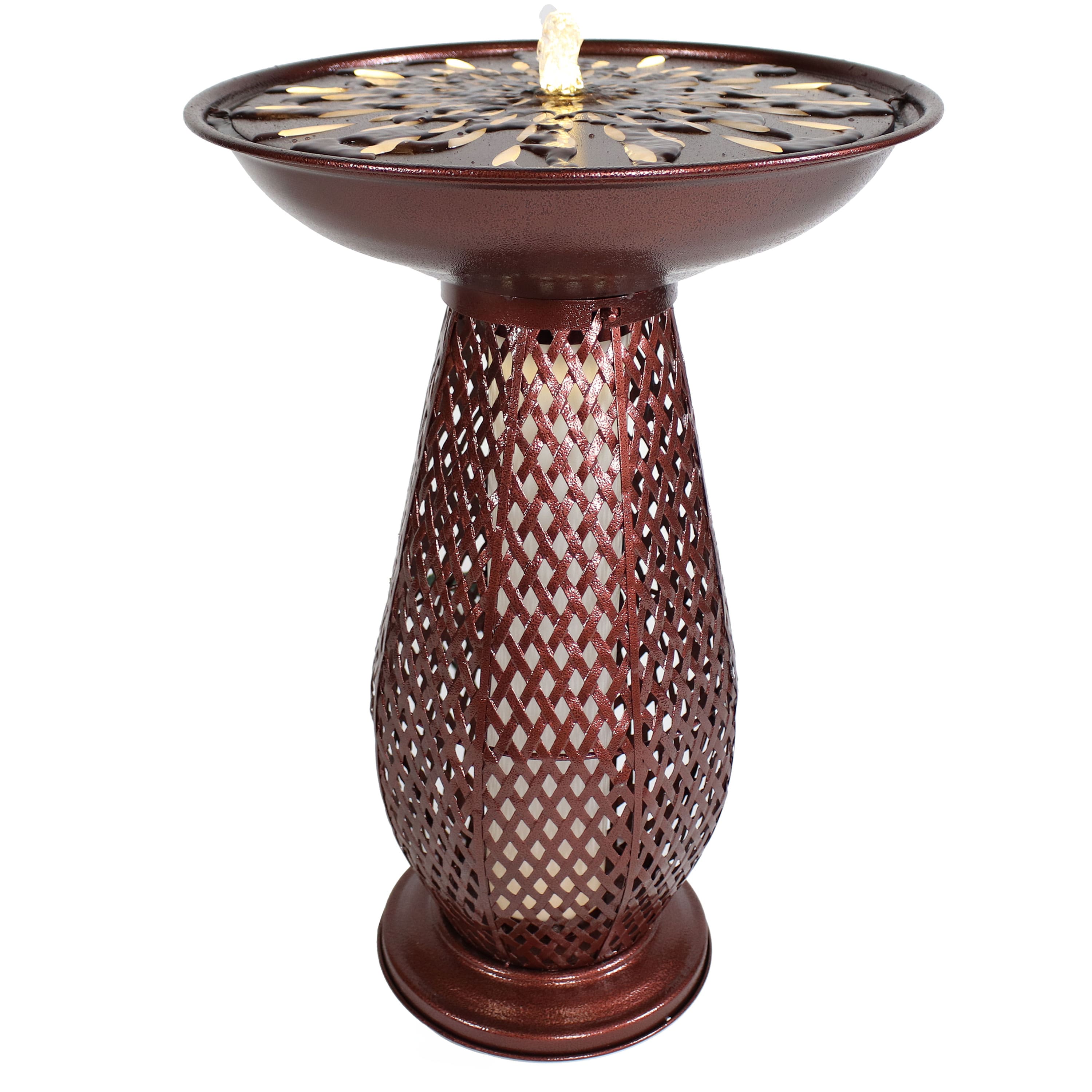 Sunnydaze Iron Crosshatch Bird Bath Fountain - Thumbnail 2