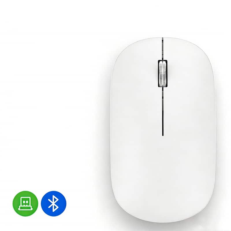 RISOKEYS - Minimalist Wireless Mouse: 2.4G/BT Dual-Mode, Type-C Rechargeable, Quiet Click – For Laptop/Tablet/Mobile,Office & Home - Wireless - White