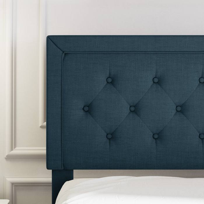 Left. Hivvago - Hivvago Full Size Adjustable Height Platform Bed Frame with Upholstered Headboard - Blue.