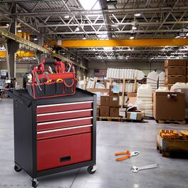 LOVMOR - Four Drawer Rolling Toolbox with 4 Wheels Large Capacity Detachable Mobile Storage for Workshops Garages and Mechanics