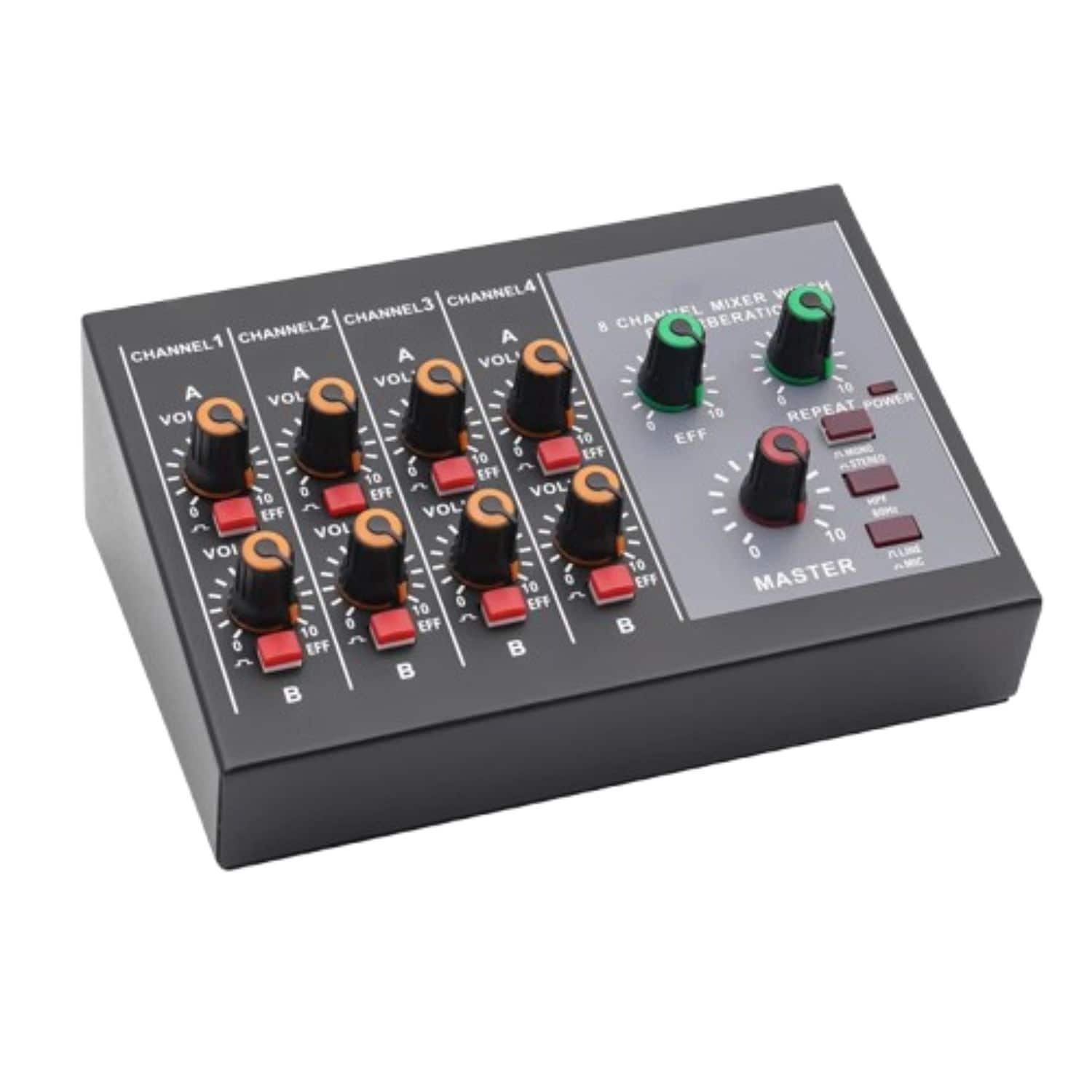 Home Collection - 8 Channel Professional Audio Mixer | Mono & Stereo Sound Console with Microphone Inputs