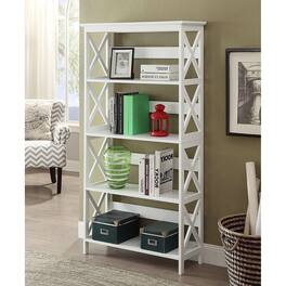 Hivvago - Glossy 5-Shelf Bookcase - White