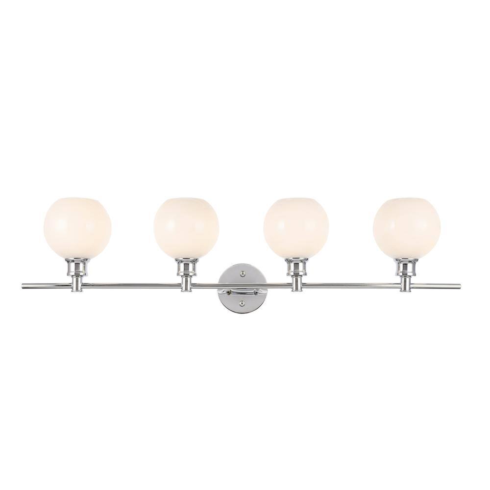 Alt View 10. Living District - Collier 4 light Chrome and Frosted white glass Wall sconce - Chrome And Frosted White Glass.