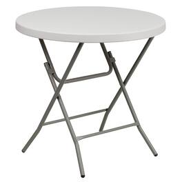 Emma + Oliver - 2.63-Foot Round Plastic Folding Table - Granite White