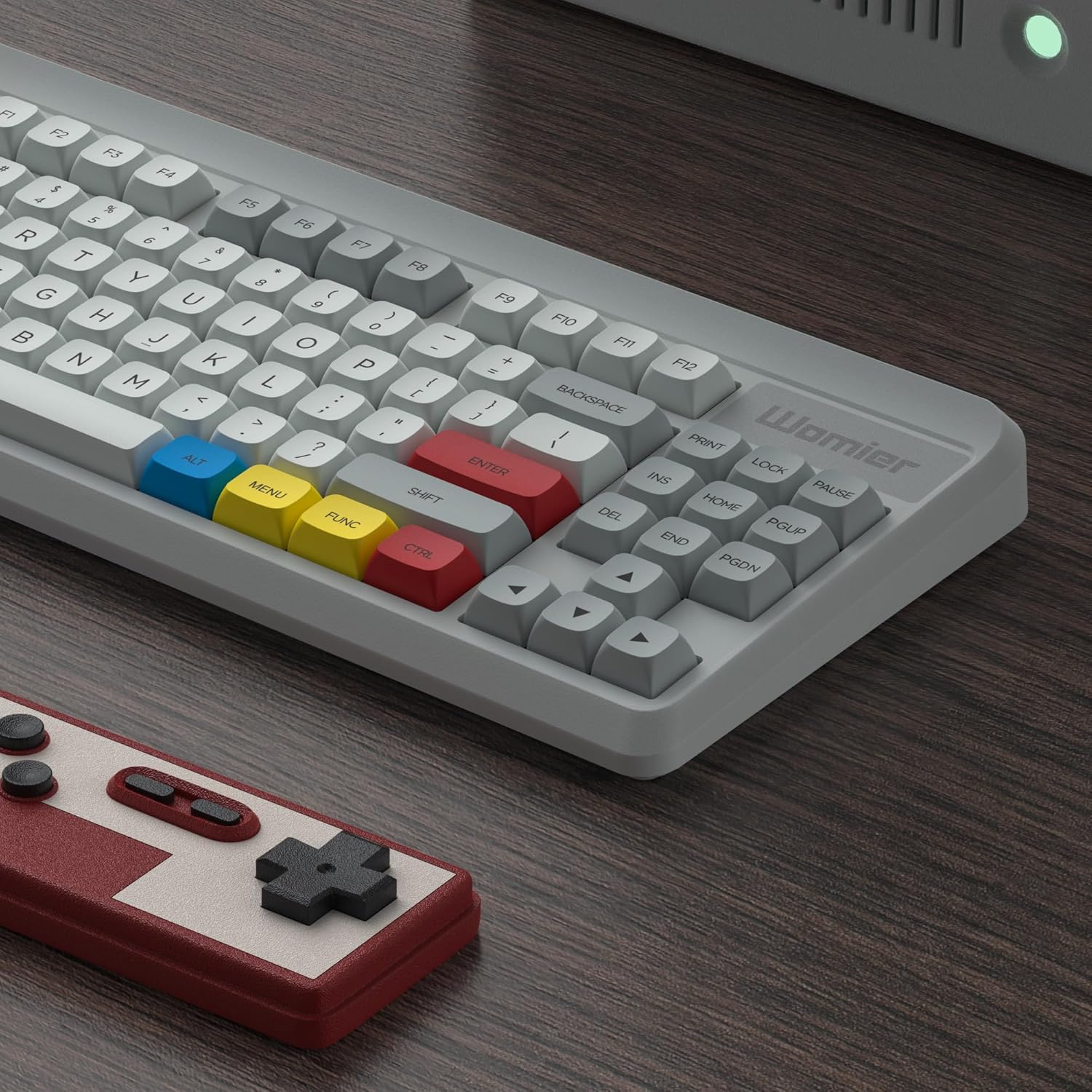 F1 F2 F3 F4 F5 F6 F7 F8 F9 F10 F11 F12  
1 2 3 4 5 6 7 8 9 0 - = Backspace  
Q W E R T Y U I O P [ ] \  
A S D F G H J K L ; ' Enter  
Z X C V B N M , . / Shift  
Alt Menu Func Ctrl  
Print Lock Ins Home Pause Del End PgUp PgDn