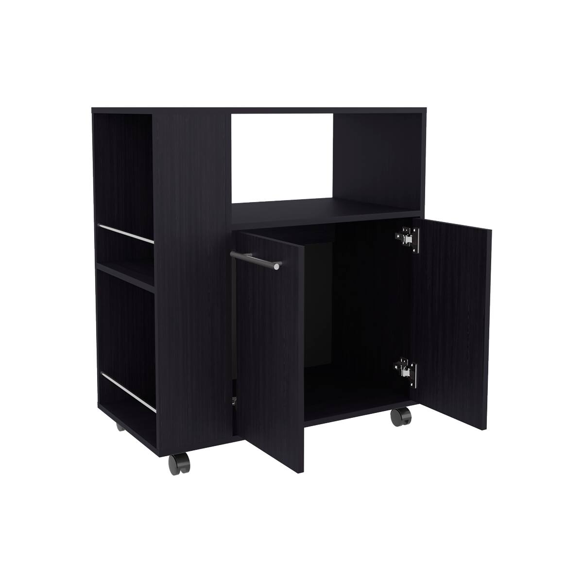Alt View 2. Loheer - Loheer Wenge Kitchen Cart with Microwave Shelf Small Rolling Kitchen Island 32.8" H - Wenge.