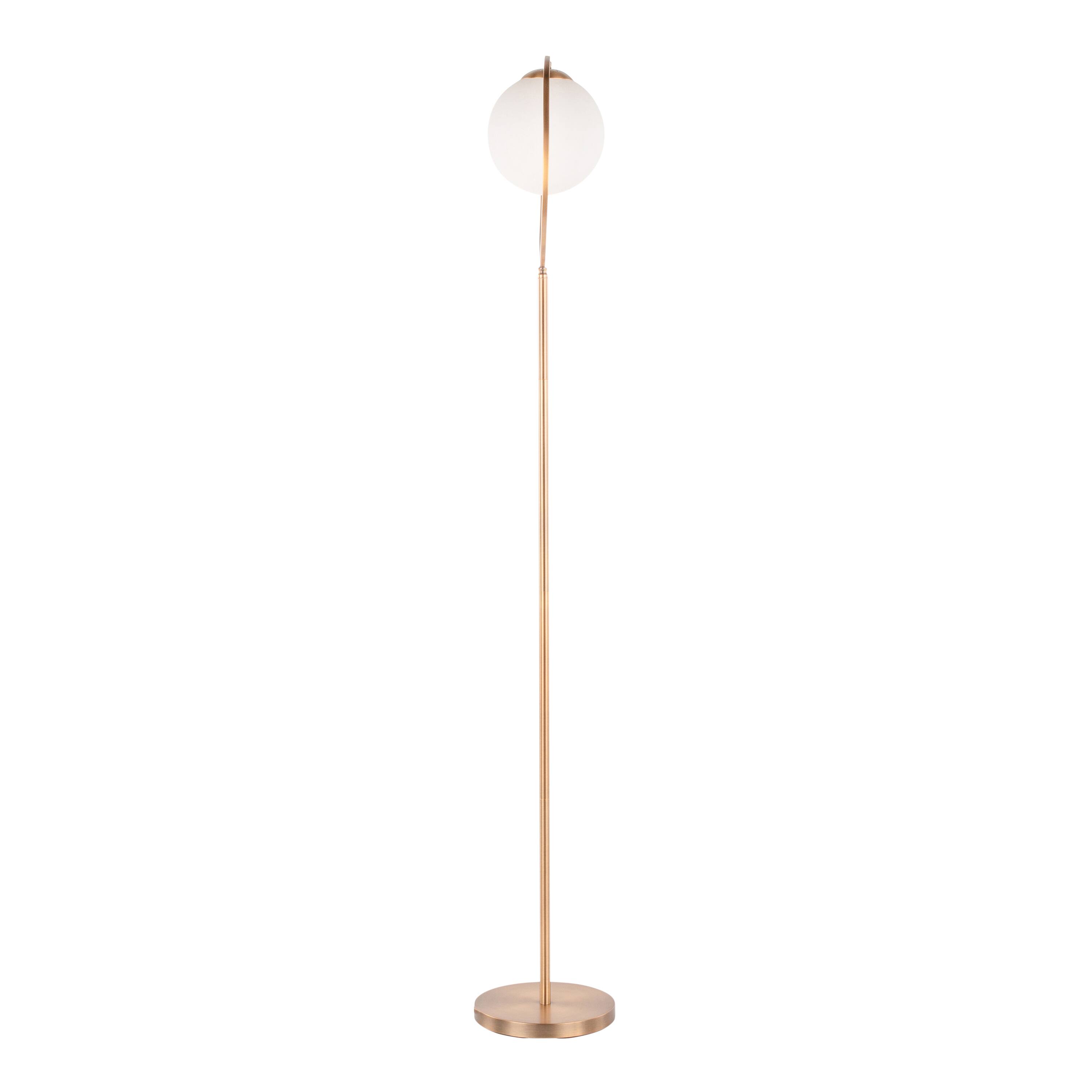 Left. Loheer - Loheer Frosted Glass Globe Light Brass Finish 65 Inch Accent Luminaire for Living Room - Gold.