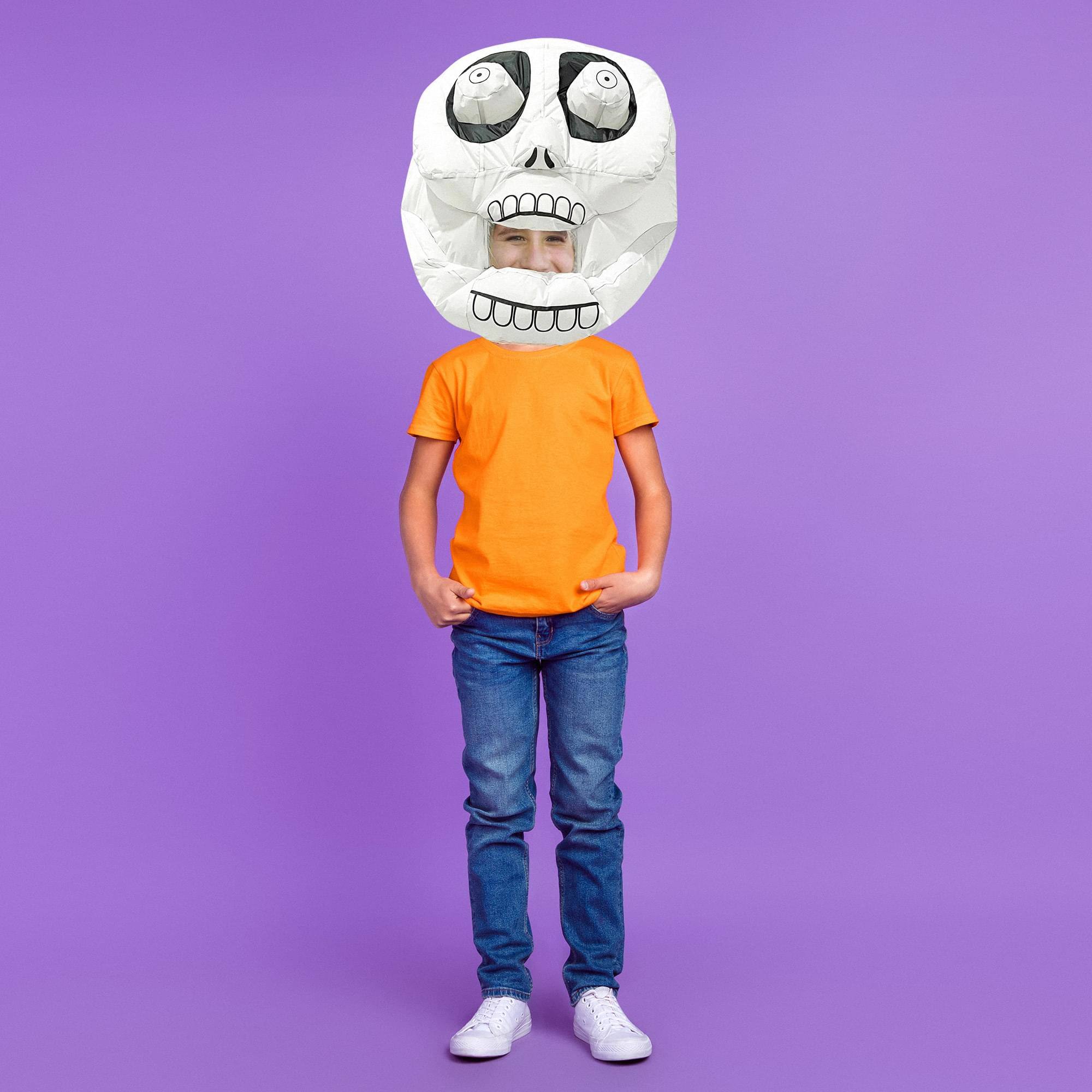 Alt View 10. Studio Halloween - Inflatable Skeleton Head Adult Costume - White.