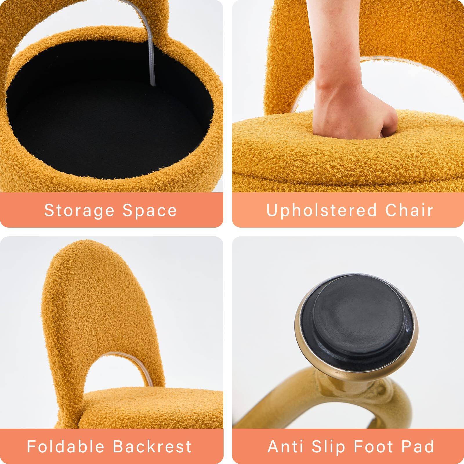 - Storage Space
- Upholstered Chair
- Foldable Backrest
- Anti Slip Foot Pad