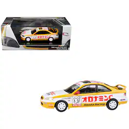 1999 Honda Civic EM1 RHD "Oyatsu Racing" White and Yellow with Graphics 1/64 Diecast Model Car by Paragon Models